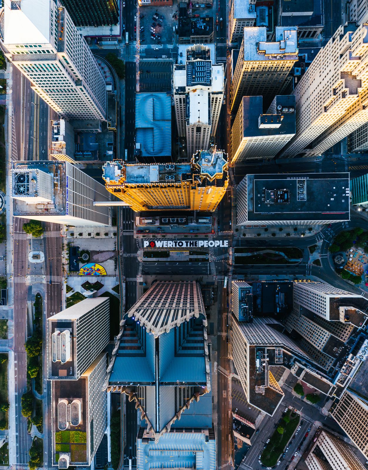 Aerial view of downtown skyline